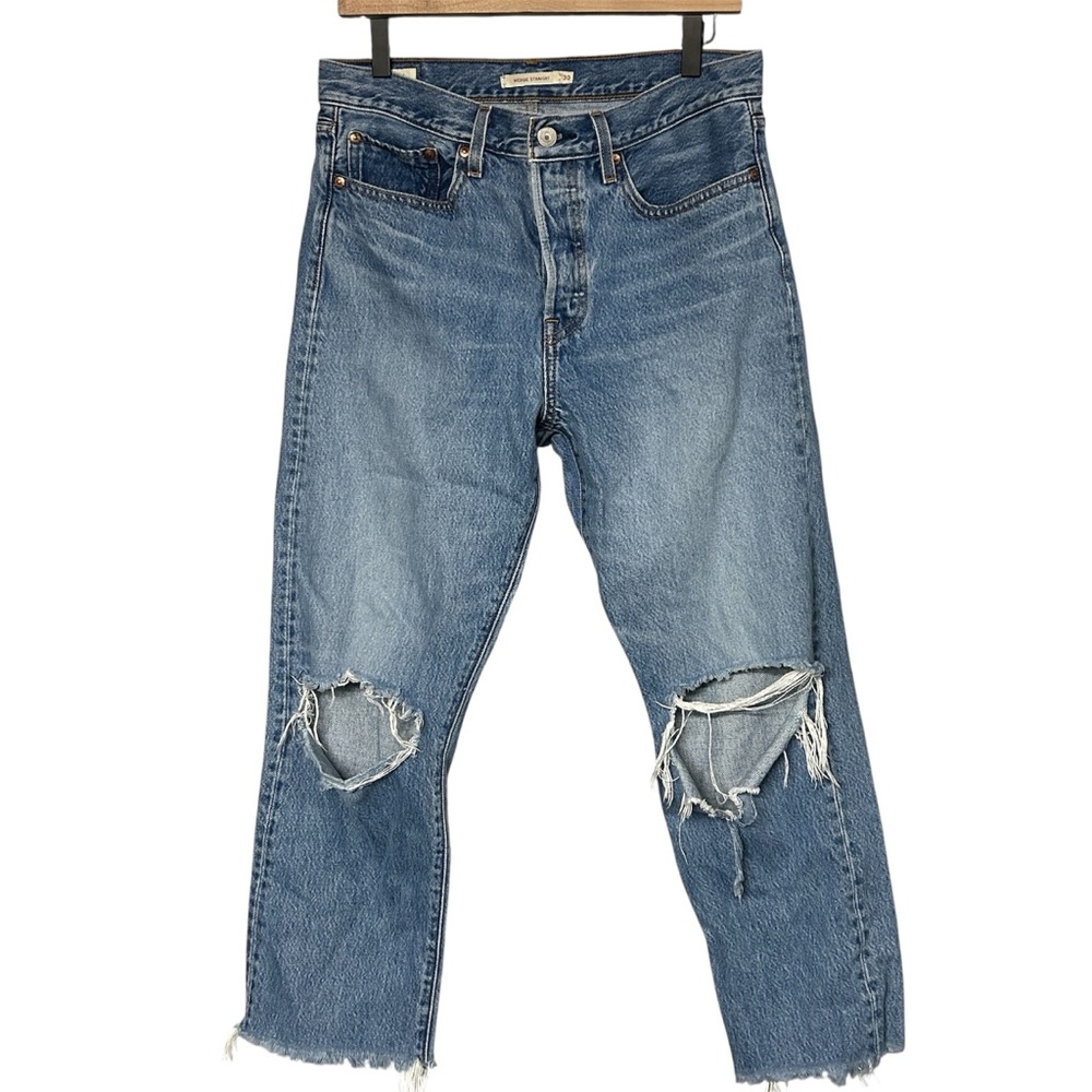 Levi’s Wedgie Straight Distressed Jean Premium Denim